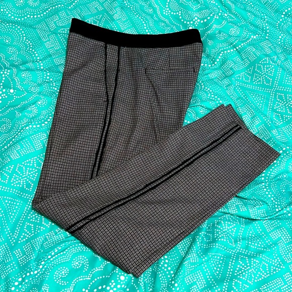 Banana Republic Jacquard Slim Straight Leg Crop Ankle Pants Black - Picture 1 of 5
